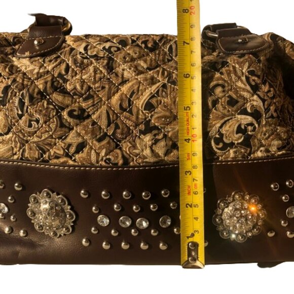 Rustic Couture medium maximalist  studs quilted handbag satchel bag - Picture 14 of 16